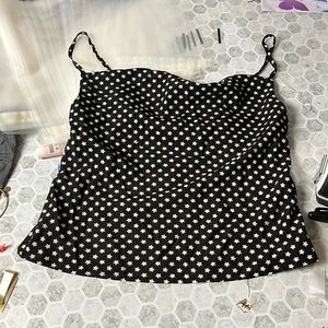 Nasty Gal Sz 0 Black White Star Cropped Cowl Tank Top